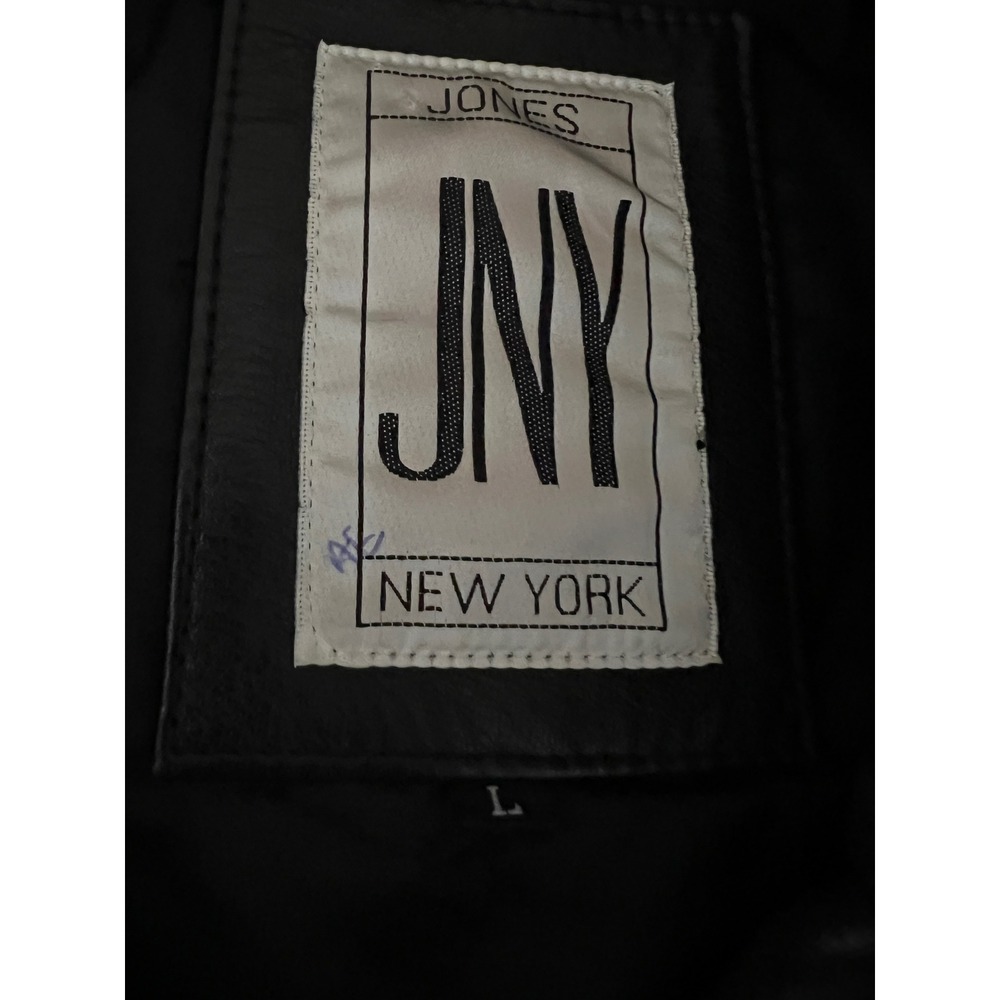 Vintage Jones New York Black Leather Peacoat Jacket Women's Large - Picture 5 of 13